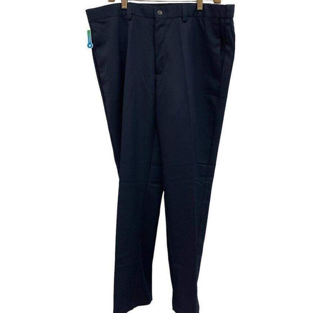 NWT Haggar Mens Navy Marine Cool 18 Expandable Waist No Iron Pants Size …
